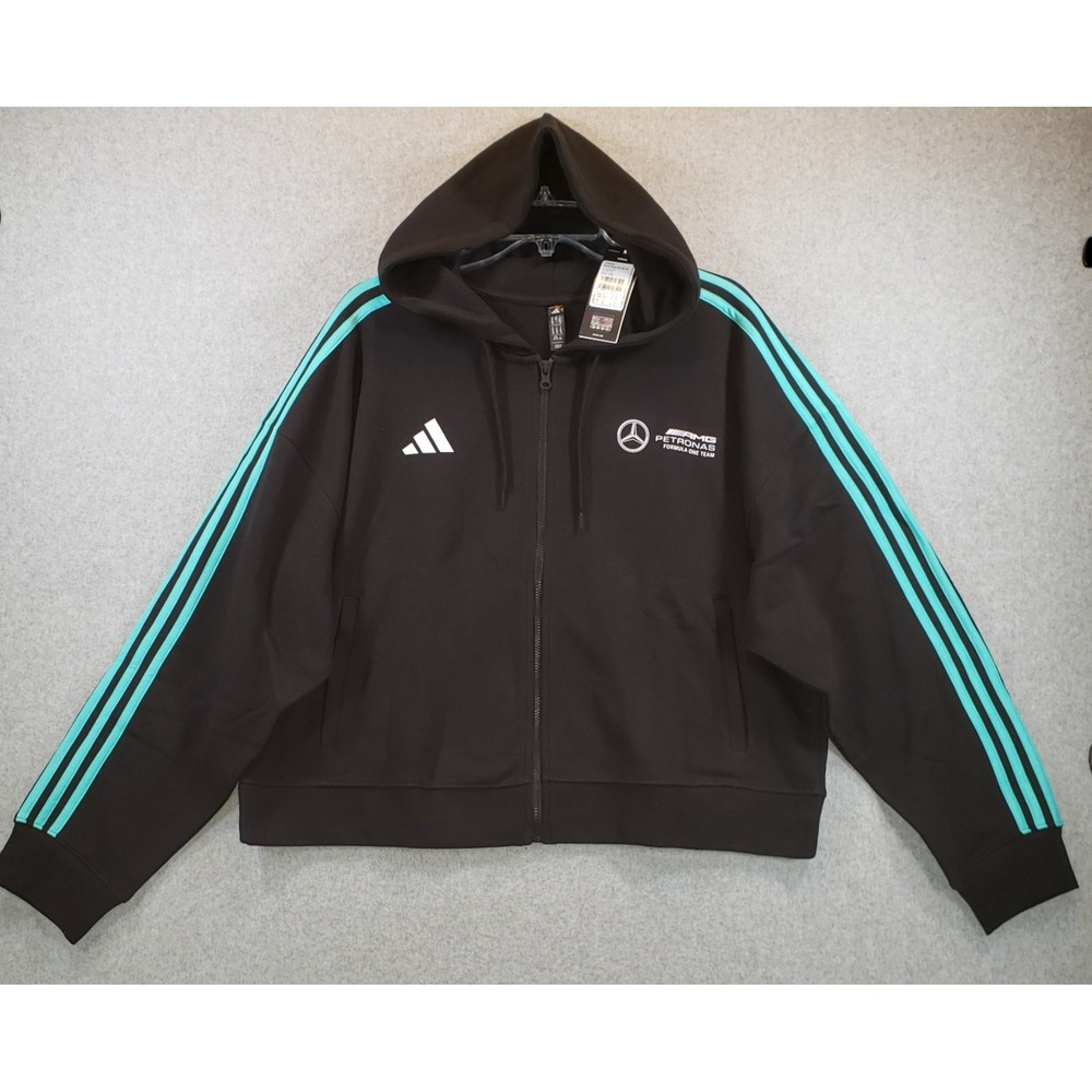 Adidas Full Zip Hoodie Mercedes AMG Petronas Formula 1 Team Black Womens NEW
